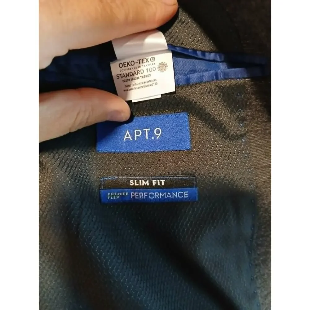 Apt 9 Men's Premier Flex Performance Slim Fit Suit Gray 40R Suit Jacket